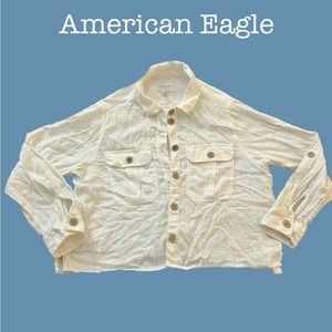 AE linen western style button shirt